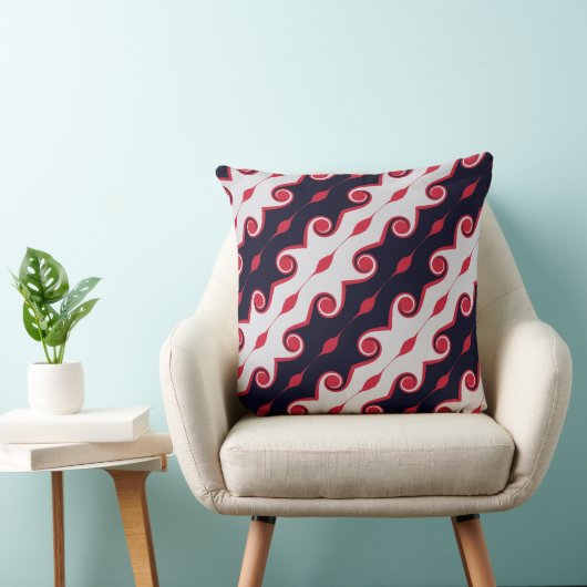 黒、赤、銀の抽象芸術波 クッション (椅子)