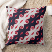 黒、赤、銀の抽象芸術波 クッション (ブランケット)