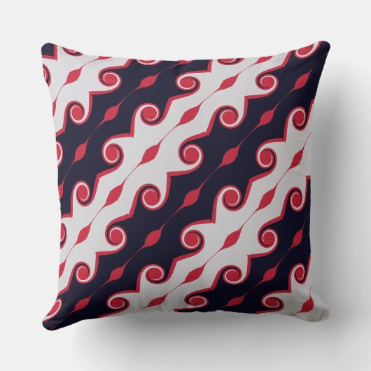 黒、赤、銀の抽象芸術波 クッション (裏面)