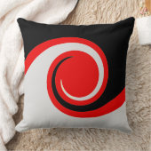 黒、赤、銀の抽象芸術波 クッション (ブランケット)