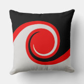 黒、赤、銀の抽象芸術波 クッション (裏面)