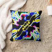 黒、赤、黄、青宇宙花デザイン クッション (ブランケット)