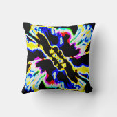 黒、赤、黄、青宇宙花デザイン クッション (裏面)