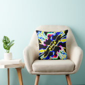 黒、赤、黄、青宇宙花デザイン クッション (椅子)