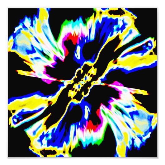 黒、赤、黄、青宇宙花デザイン フォトプリント            (正面)