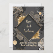 黒/金の結婚式招待状 招待状 (正面)