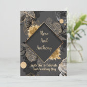 黒/金の結婚式招待状 招待状 (スタンド正面)