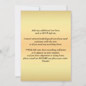 黒、金の装飾的なスクロール 50周年 招待状 (裏面)