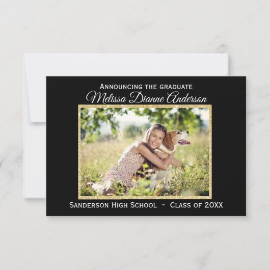 黒/金ゴールドの背景- 3x5 Gradの発表 招待状 (正面)