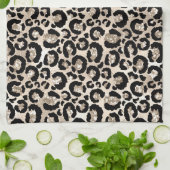 黒/金ゴールドアニマルプリントキッチンタオル キッチンタオル (折り畳み)