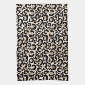 黒/金ゴールドアニマルプリントキッチンタオル キッチンタオル (縦)