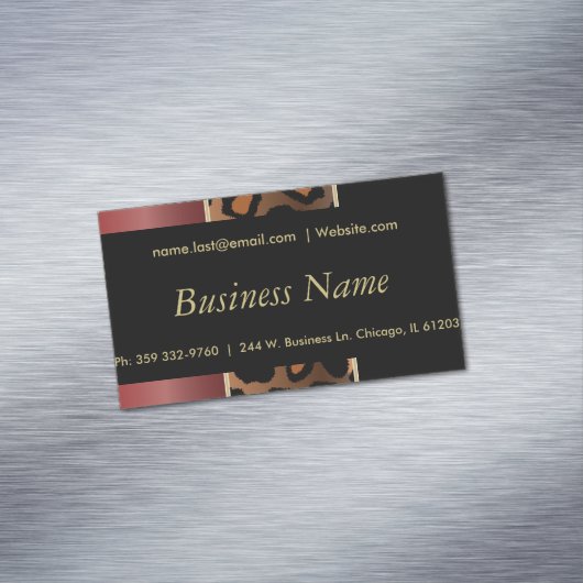 黒、金ゴールドエレガント、ざくろ石の赤いヒョウのストライプ マグネット名刺 (インサイチュ)