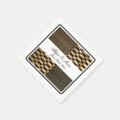 黒 – 金ゴールドケンテ(白) スタンダードカクテルナプキン (角)