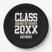 黒|金ゴールド卒業年 ペーパープレート (正面)