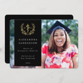 黒+金ゴールド大理石医写真 案内状 (正面/裏面)