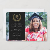 黒+金ゴールド大理石医写真 案内状 (正面)