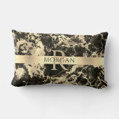 黒+金ゴールド大理石、ストライプ金ゴールド、名前+モノグラム、Vs3 ランバークッション (裏面)