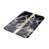 黒+金ゴールド大理石、大金ゴールドストライプ名+モノグラム バスマット (アングル)