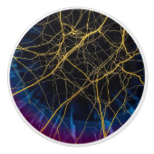 黒、金ゴールド大理石、虹のきらめきモダン、 セラミックノブ (正面)