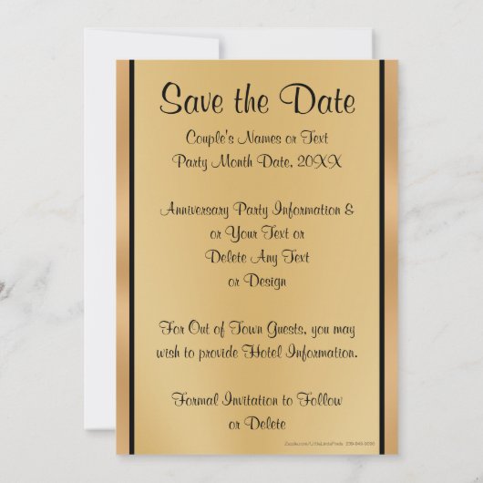 黒、金ゴールド50周年を結婚保存 招待状 (裏面)