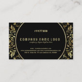 黒、金ゴールド、およびグリッターフローラ円枠 名刺 (裏面)