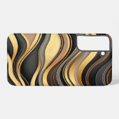 黒、金ゴールド、および灰色の波のパターン SAMSUNG GALAXYケース (裏面横)