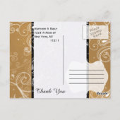 黒、金ゴールド、および白の渦巻形のデザイン ポストカード (裏面)