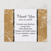 黒、金ゴールド、および白の渦巻形のデザイン ポストカード (正面)