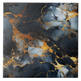 黒、金ゴールド、氷のような白い大理石 タイル