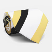 黒、金ゴールド、白のヴィンテージ対角線ストライプ ネクタイ (ロール)