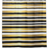 黒、金ゴールド、白のヴィンテージ シャワーカーテン (正面)