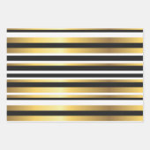 黒、金ゴールド、白のヴィンテージ ラッピングペーパーシート (正面3)