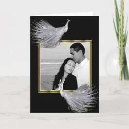 黒、金ゴールド、白の孔雀の優雅は感謝していしています サンキューカード