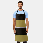 黒、金ゴールド、白ストライプ色 エプロン (着用した状態)