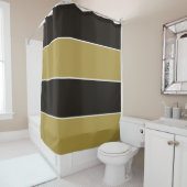 黒、金ゴールド、白ストライプ色 シャワーカーテン (インサイチュ)