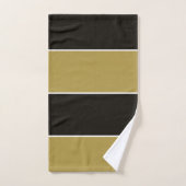 黒、金ゴールド、白ストライプ色 バスタオルセット (ハンドタオル)