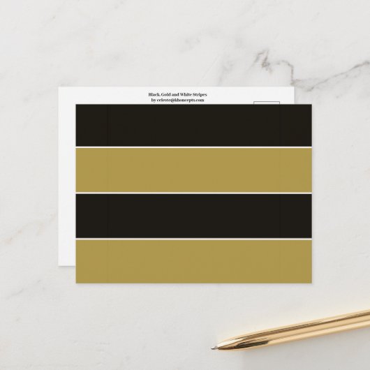 黒、金ゴールド、白ストライプ色 ポストカード (正面/裏面インサイチュ)