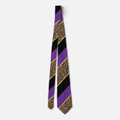 黒、金ゴールド、紫の対角ストライプヒョウ ネクタイ (裏面)