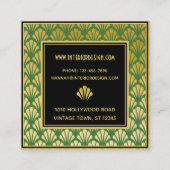 黒、金ゴールド、緑のアールデコファンのパターンChic スクエア名刺 (裏面)