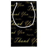 黒，金ゴールド，銀感謝してい,  +あなた，花，フローラ スモールペーパーバッグ (裏面)