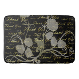 黒，金ゴールド，銀，感謝していあなた，花，フローラ バスマット