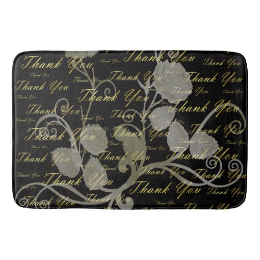 黒,金ゴールド,銀,感謝していあなた,花,フローラ バスマット (正面)