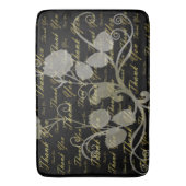 黒,金ゴールド,銀,感謝していあなた,花,フローラ バスマット (正面縦)