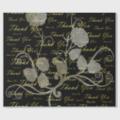 黒，金ゴールド，銀，感謝していあなた，花，フローラ ラッピングペーパー (フラット)