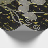 黒，金ゴールド，銀，感謝していあなた，花，フローラ ラッピングペーパー (角)