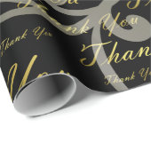 黒，金ゴールド，銀，感謝していあなた，花，フローラ ラッピングペーパー (ロールコーナー)