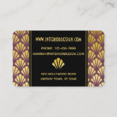 黒、金ゴールド、Mauveアールデコファンのパターンチック 名刺 (裏面)