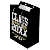 黒|金 卒業年度 ミディアムペーパーバッグ (裏面アングル)