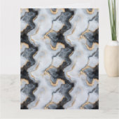 黒、金、白の大理石模様の折りたたみ式グリーティングカード カード (正面)