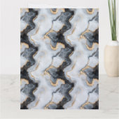 黒、金、白の大理石模様の折り畳み式グリーティングカード カード (裏面)